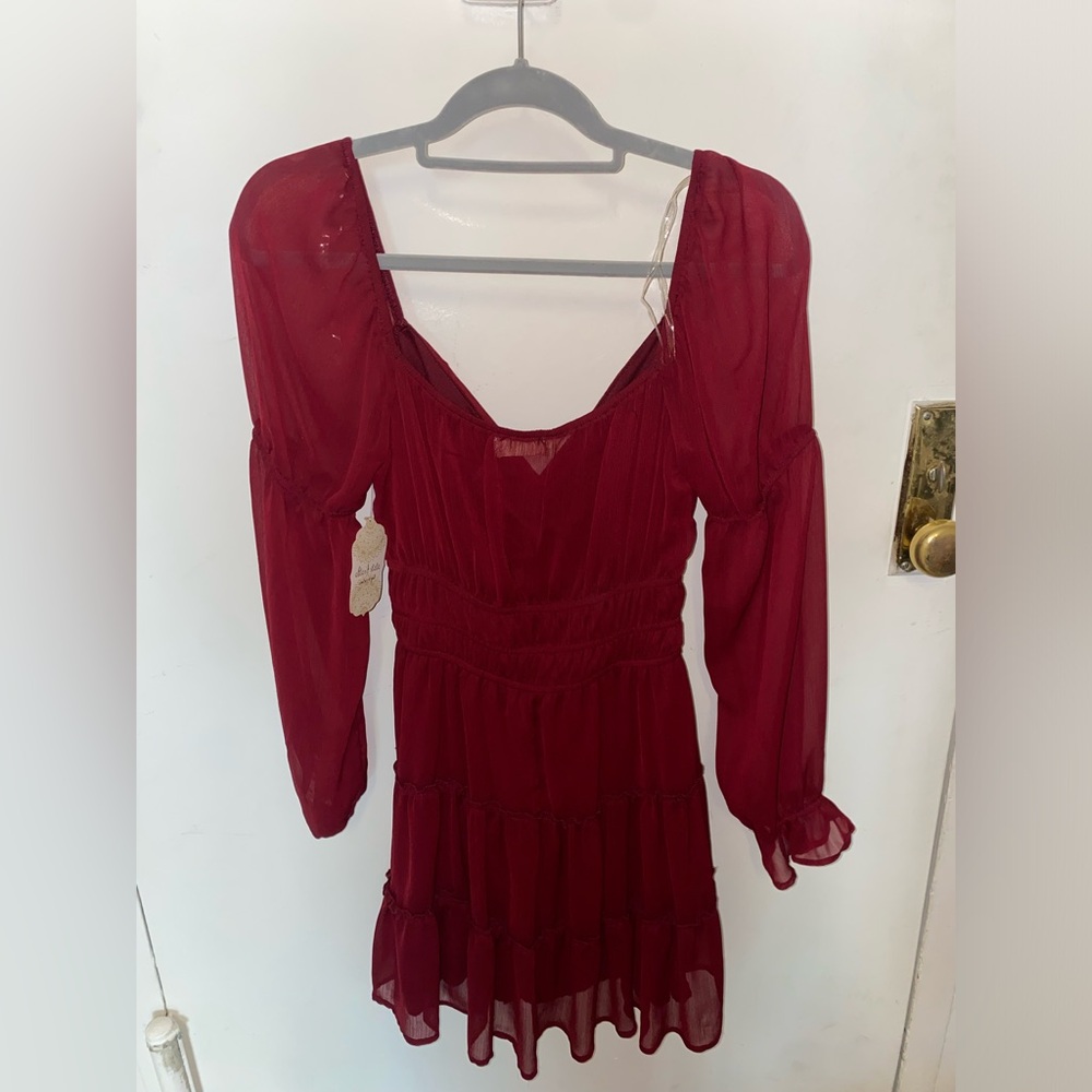 Altar'd State Deep Red Long Sleeve Dress